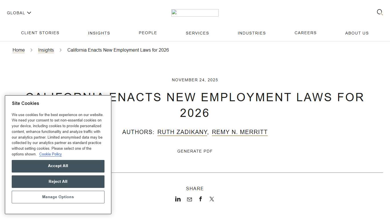 California Enacts New Employment Laws for 2026 Insights Mayer Brown